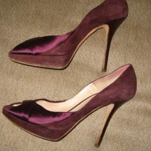 ❤️CHRISTIAN DIOR PURPLE Satin & Suede Stiletto Pumps Heels Shoes 39 -4 1…
